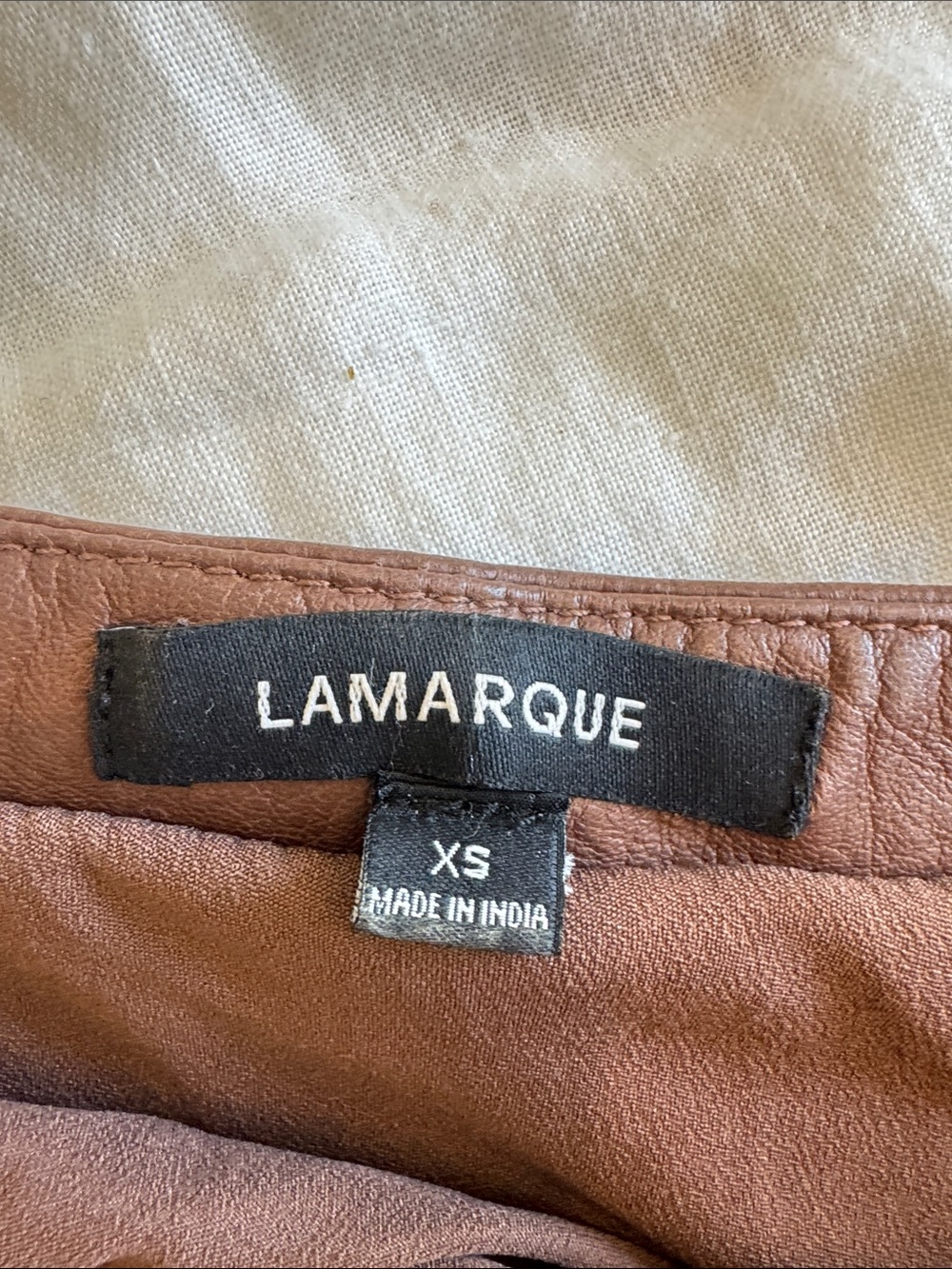 Lamarque One-Shoulder Brown Leather Mini Dress - Picture 4 of 6
